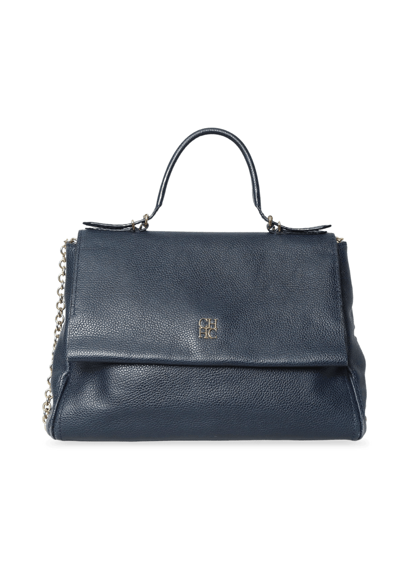 GRAINED LEATHER TOP HANDLE BAG