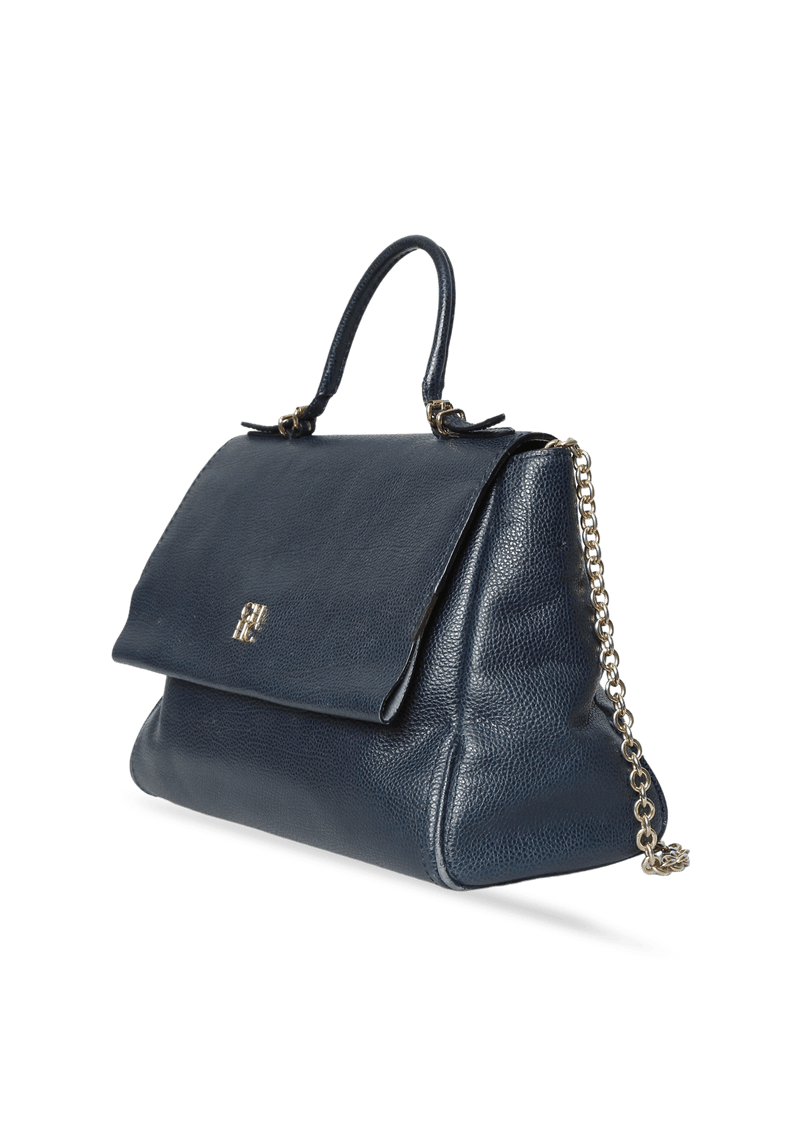 GRAINED LEATHER TOP HANDLE BAG