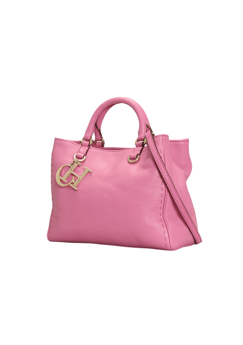 LEATHER CHARM SATCHEL BAG