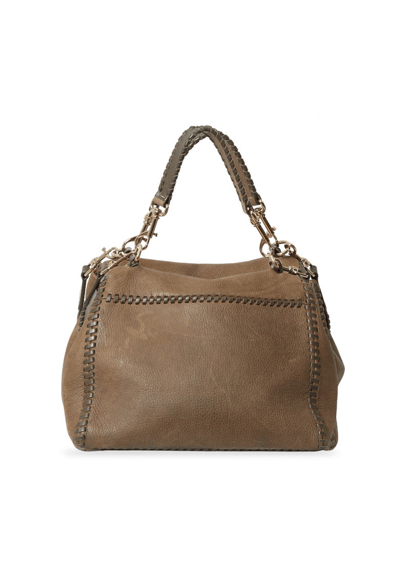 LEATHER FLAP TOP HANDLE BAG