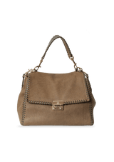 LEATHER FLAP TOP HANDLE BAG