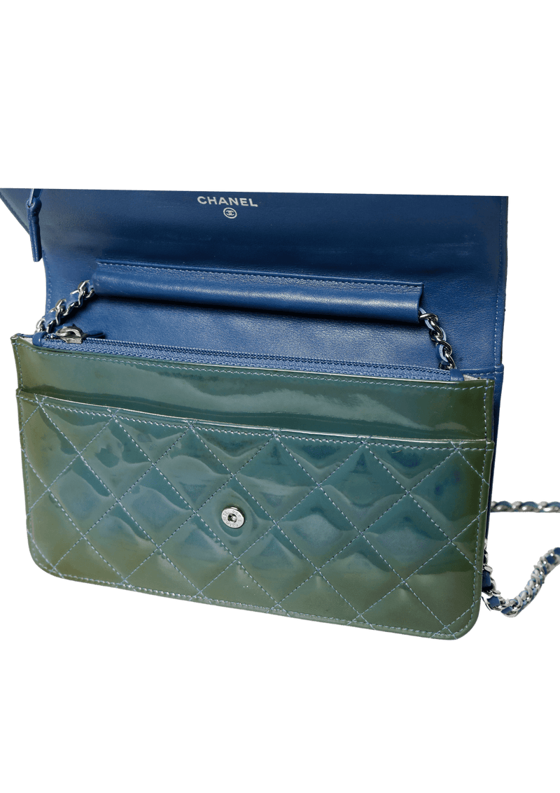 BRILLIANT WALLET ON CHAIN QUILTED PATENT