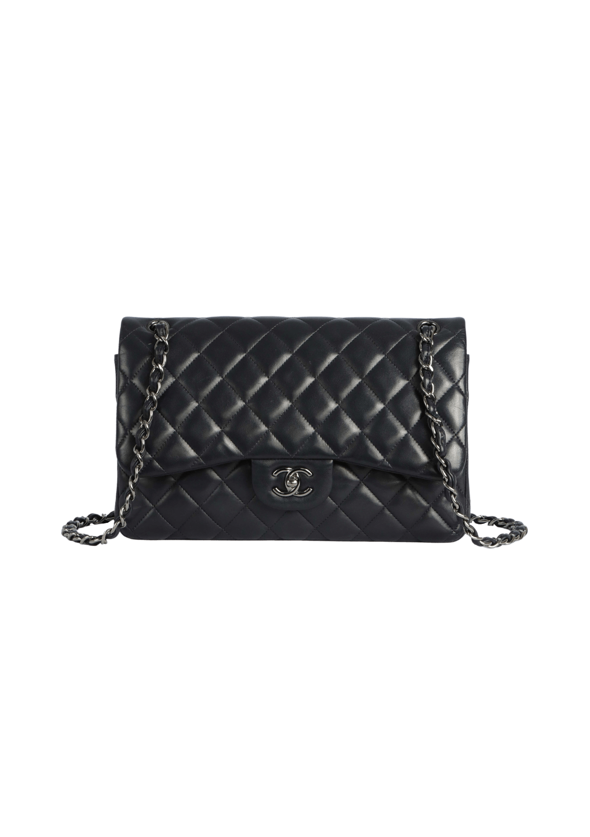BOLSA CHANEL JUMBO CLASSIC DOUBLE FLAP LAMBSKIN AZUL ORIGINAL Gringa