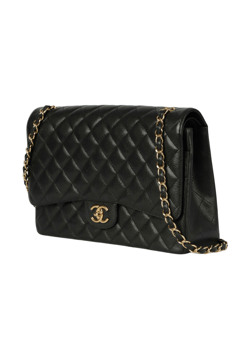 Bolsa Chanel original Double Flap em caviar Maxi preta feminina