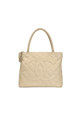 MEDALLION QUILTED CAVIAR TOTE