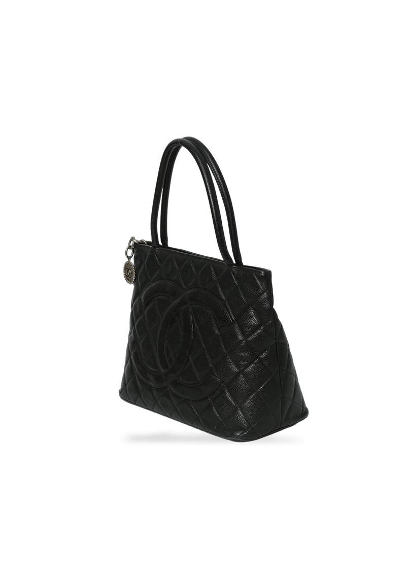 MEDALLION QUILTED CAVIAR TOTE