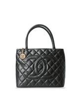 MEDALLION QUILTED CAVIAR TOTE