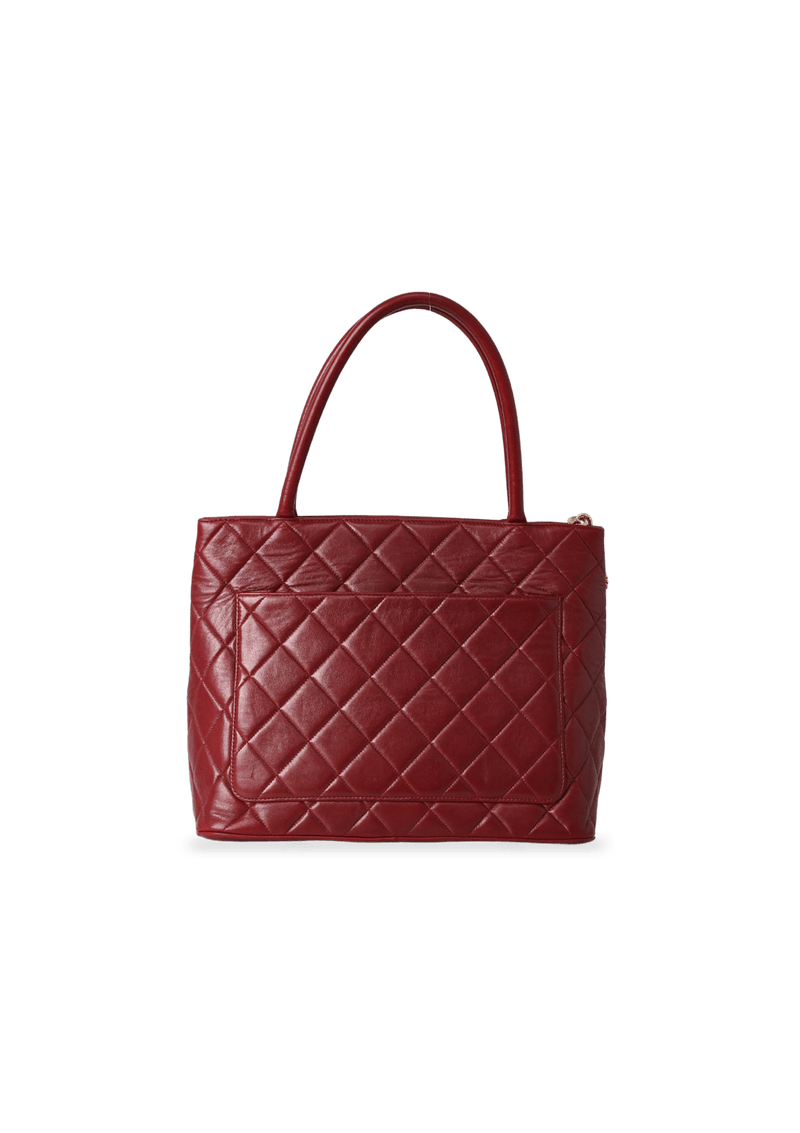 MEDALLION QUILTED LAMBSKIN TOTE