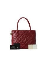 MEDALLION QUILTED LAMBSKIN TOTE