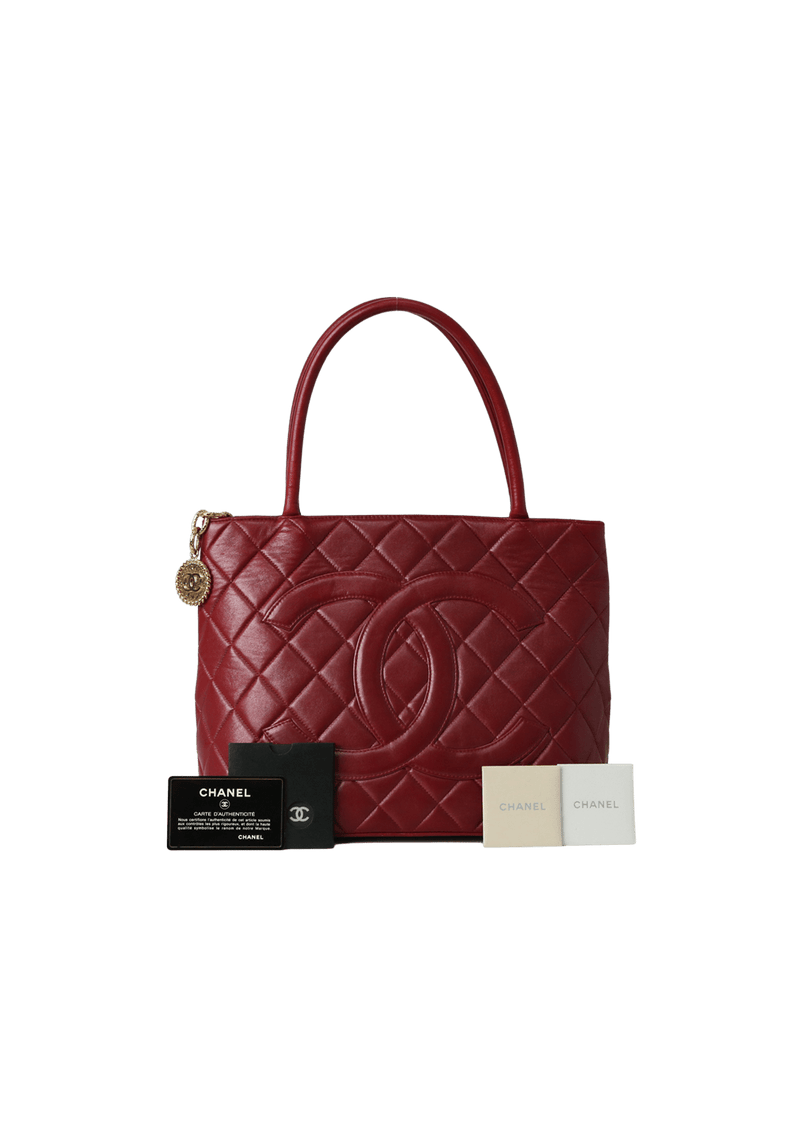 MEDALLION QUILTED LAMBSKIN TOTE