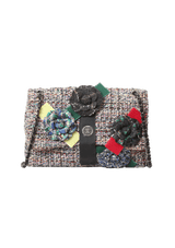 MEDIUM CC TWEED CAMELLIA FLAP BAG