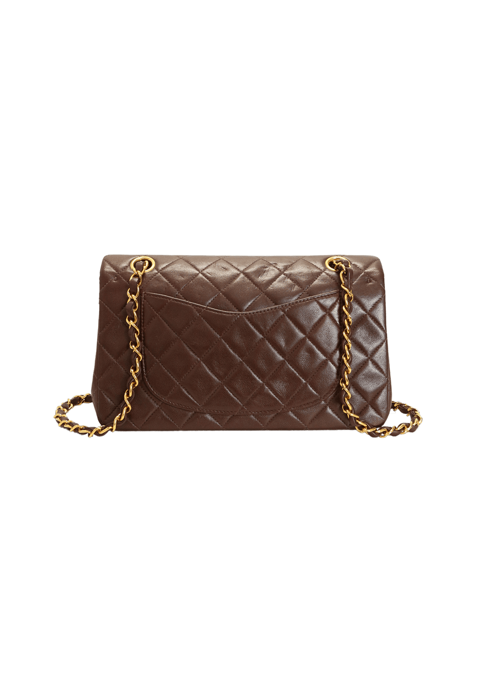 BOLSA CHANEL VINTAGE SMALL CLASSIC DOUBLE FLAP LAMBSKIN MARROM