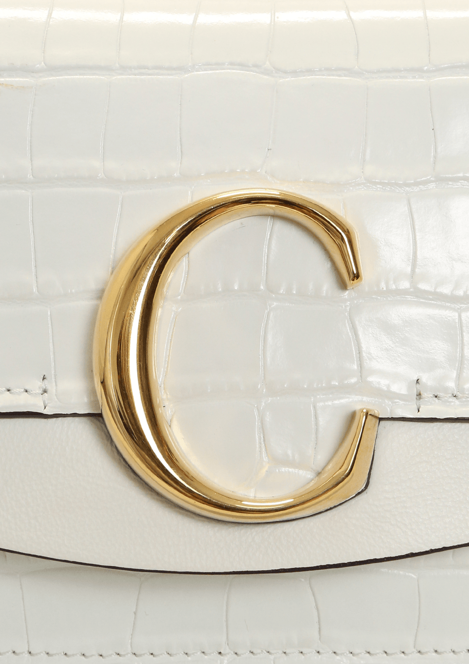 BOLSA CHLOÉ CROCODILE EMBOSSED C CHAIN CLUTCH BRANCO ORIGINAL – Gringa