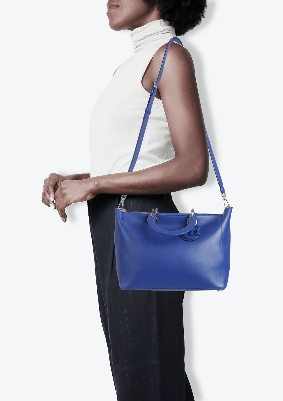BOLSA CHRISTIAN DIOR CALFSKIN DIORISSIMO ZIP TOTE BAG AZUL