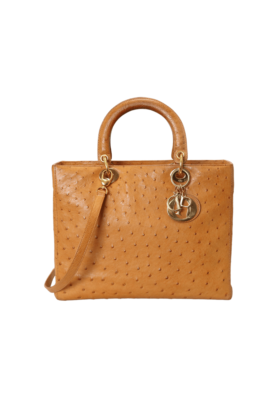BOLSA CHRISTIAN DIOR OSTRICH LARGE LADY DIOR CARAMELO ORIGINAL