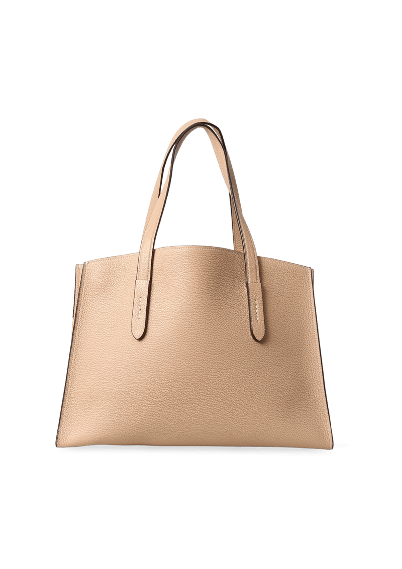 GRAINED LEATHER OPEN TOTE