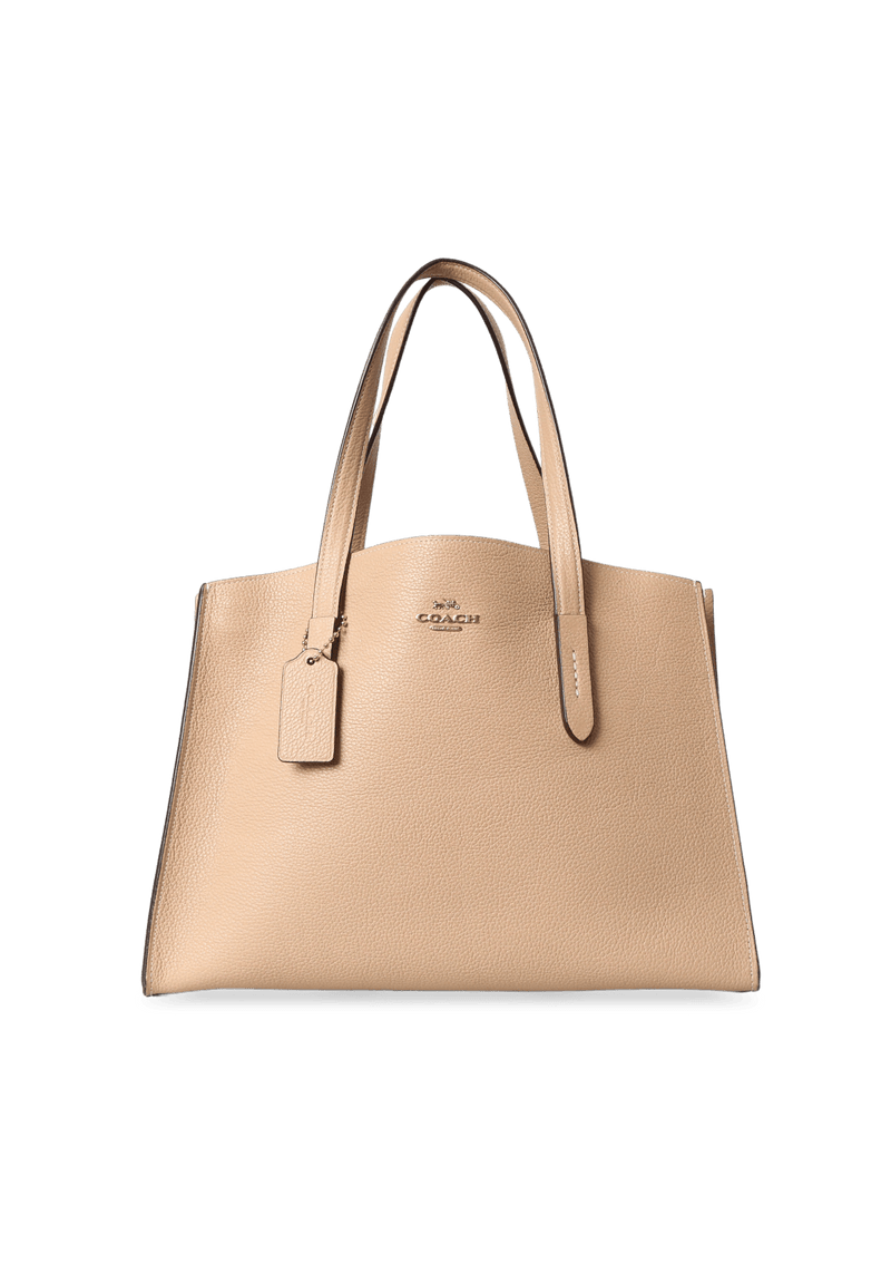 GRAINED LEATHER OPEN TOTE