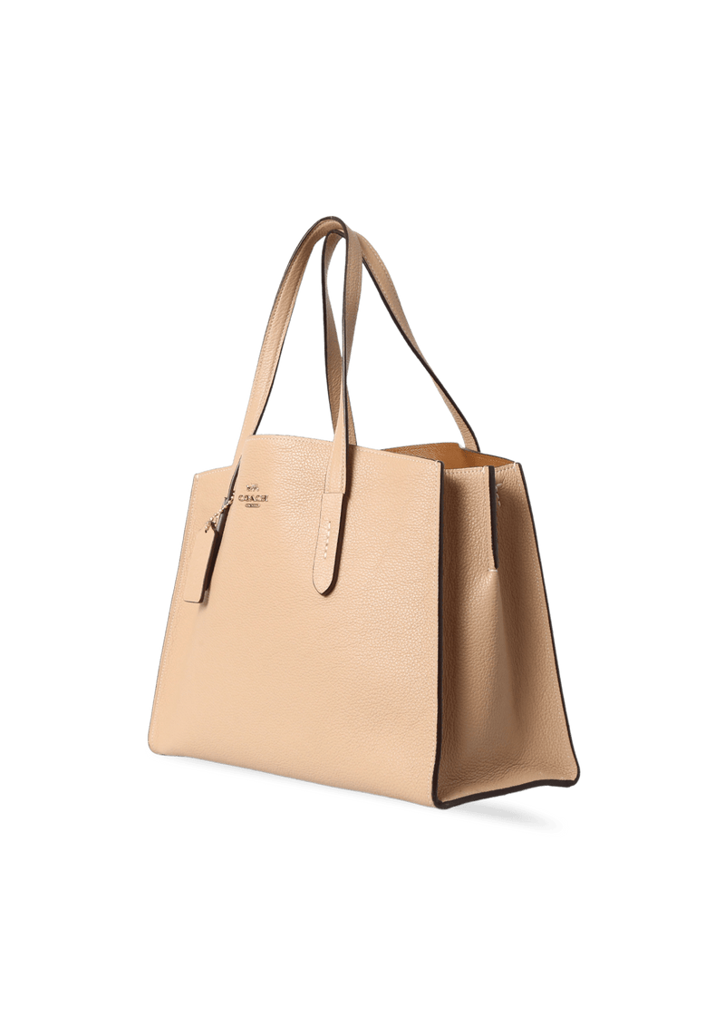 GRAINED LEATHER OPEN TOTE