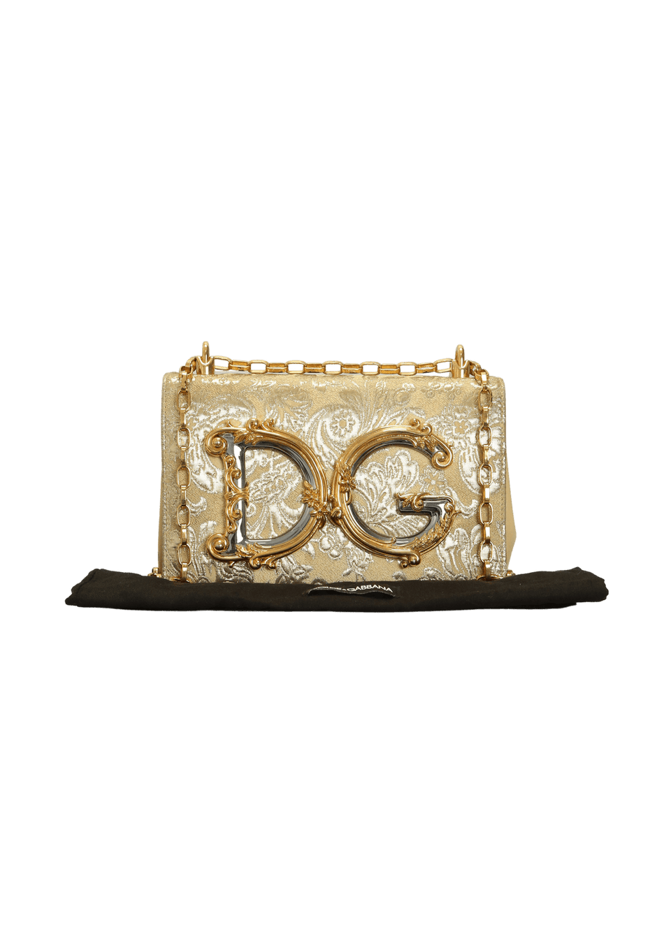 BOLSA DOLCE & GABBANA BROCADE DG GIRLS DOURADO ORIGINAL – Gringa