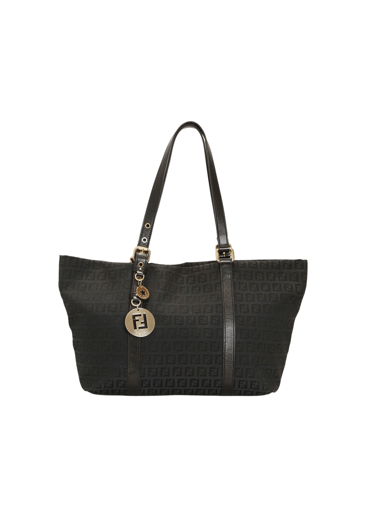 BOLSA FENDI LARGE ZUCCHINO SUPERSTAR SHOPPING TOTE PRETA ORIGINAL