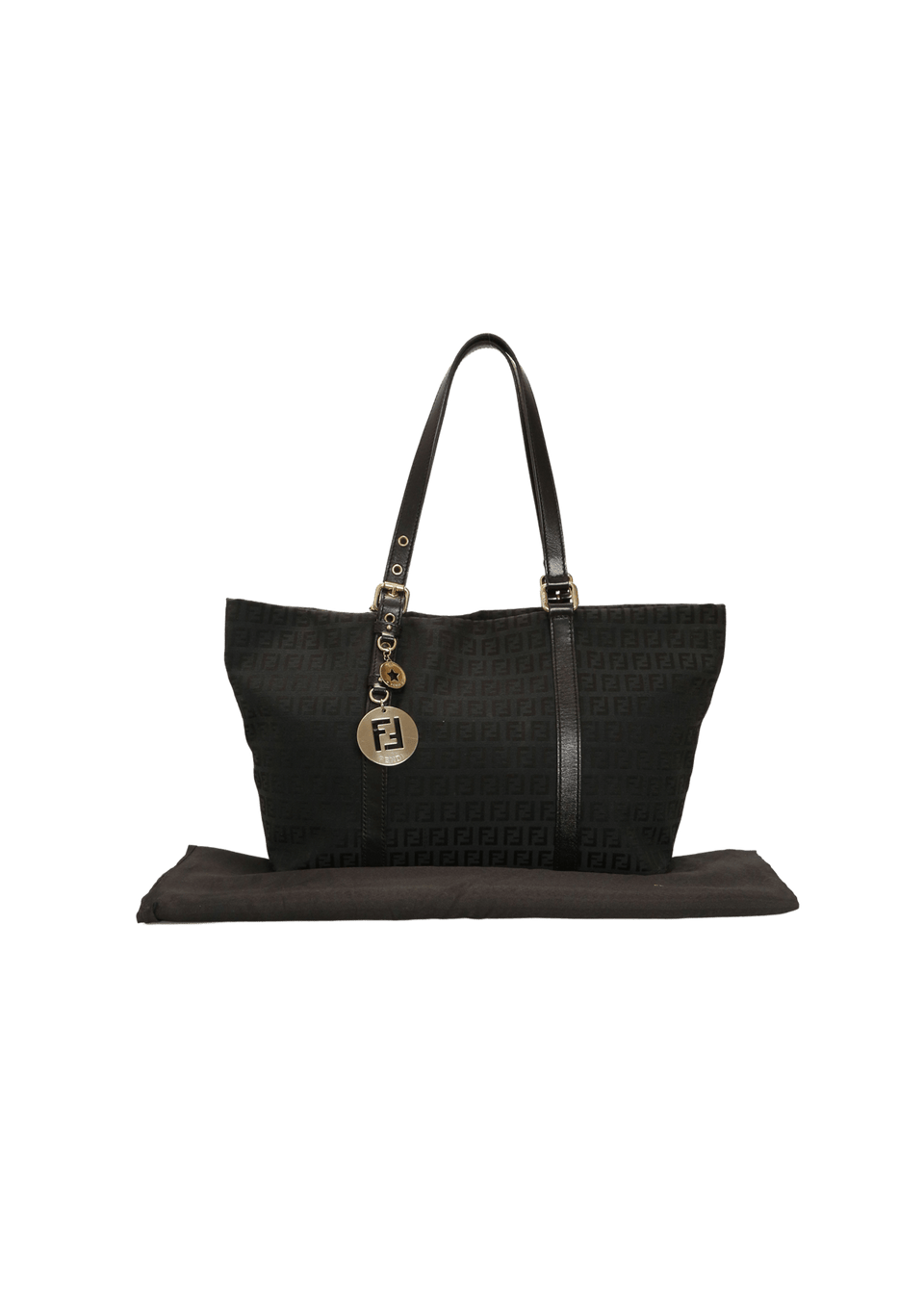 ffdd84 BOLSA FENDI LARGE ZUCCHINO SUPERSTAR SHOPPING TOTE PRETA ORIGINAL