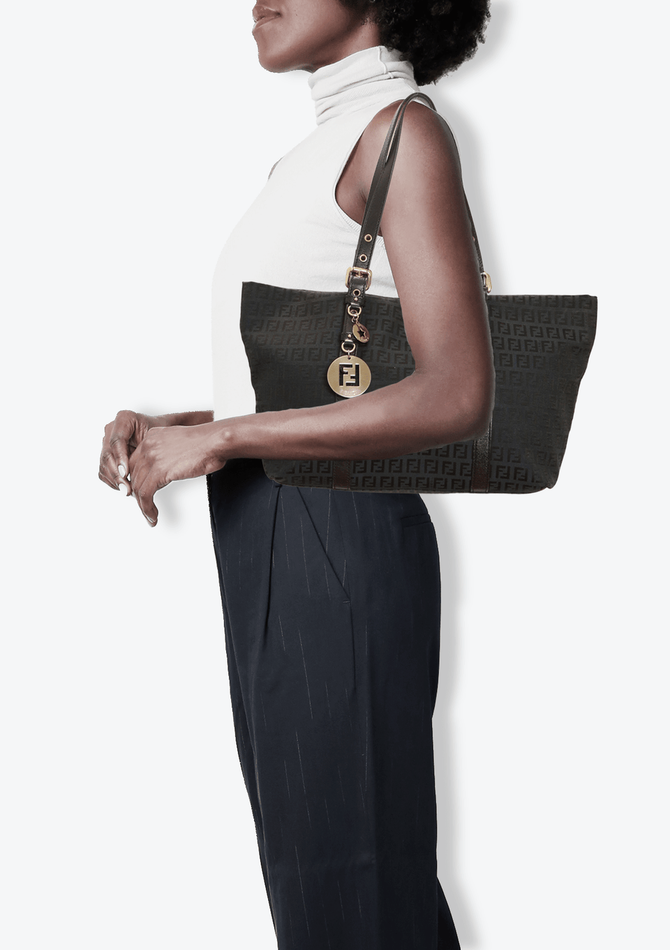 tdfブラック38 BOLSA FENDI LARGE ZUCCHINO SUPERSTAR SHOPPING TOTE PRETA ORIGINAL