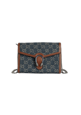 DENIM MINI DIONYSUS WALLET ON CHAIN
