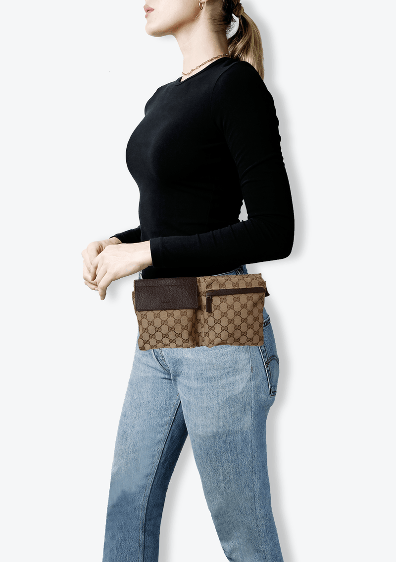 GG CANVAS DOUBLE BELT BAG