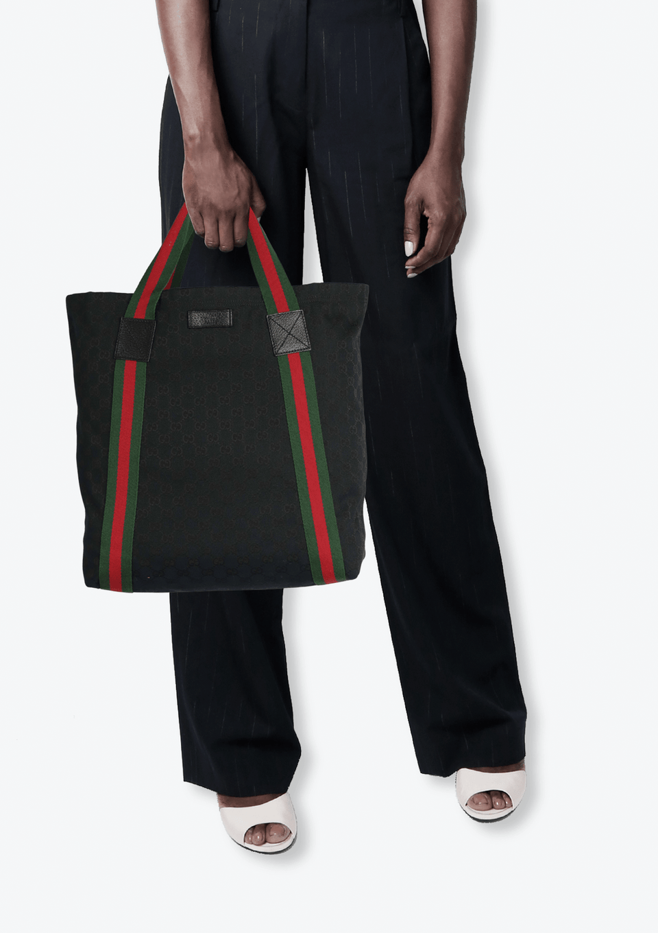 BOLSA GUCCI GG CANVAS WEB TOTE PRETO ORIGINAL – Gringa