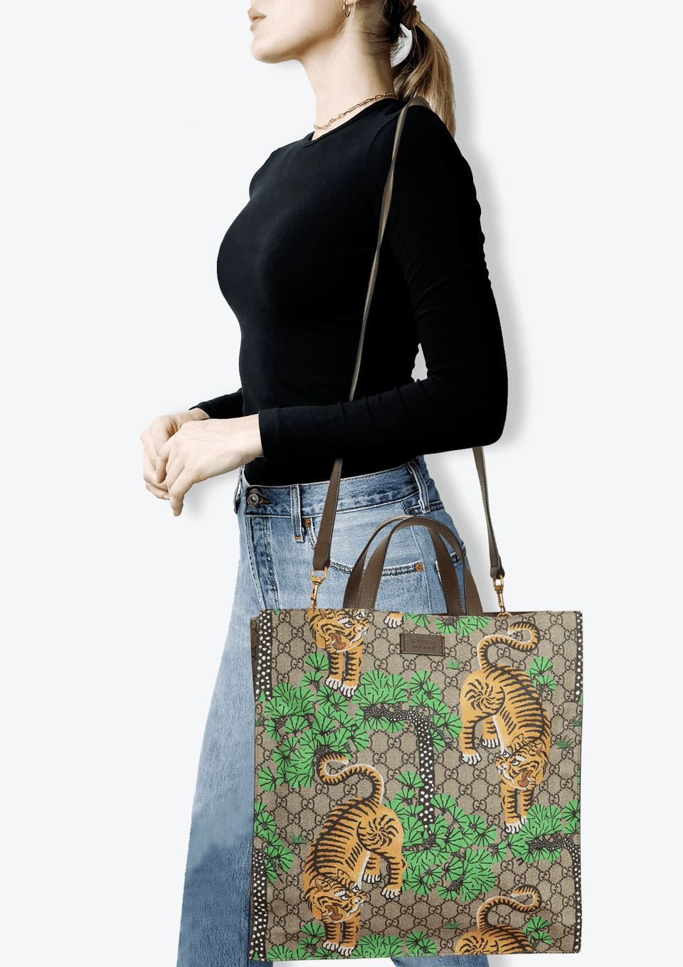 BOLSA GUCCI GG SUPREME BENGAL TIGER VERTICAL TOTE ESTAMPADO BOLSA GUCCI GG SUPREME BENGAL TIGER VERTICAL TOTE ESTAMPADO