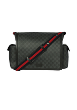 GG SUPREME MONOGRAM WEB MESSENGER DIAPER BAG