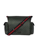 GG SUPREME MONOGRAM WEB MESSENGER DIAPER BAG