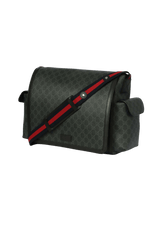 GG SUPREME MONOGRAM WEB MESSENGER DIAPER BAG