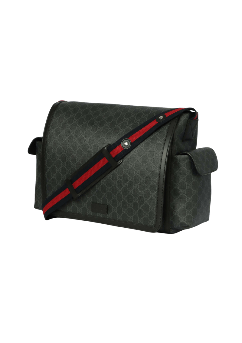 GG SUPREME MONOGRAM WEB MESSENGER DIAPER BAG