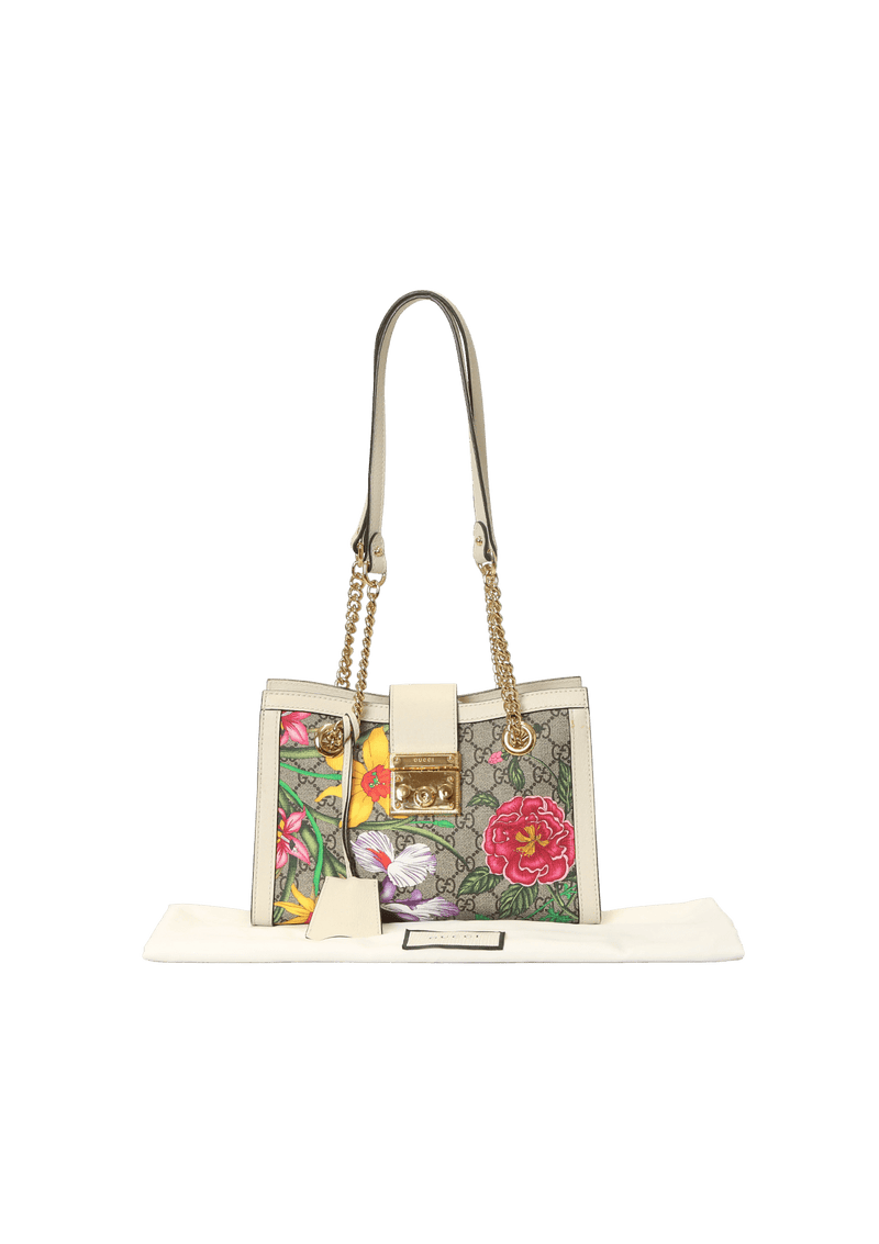 BOLSA GUCCI GG SUPREME SMALL PADLOCK FLORA BAG COLORIDO ORIGINAL Gringa