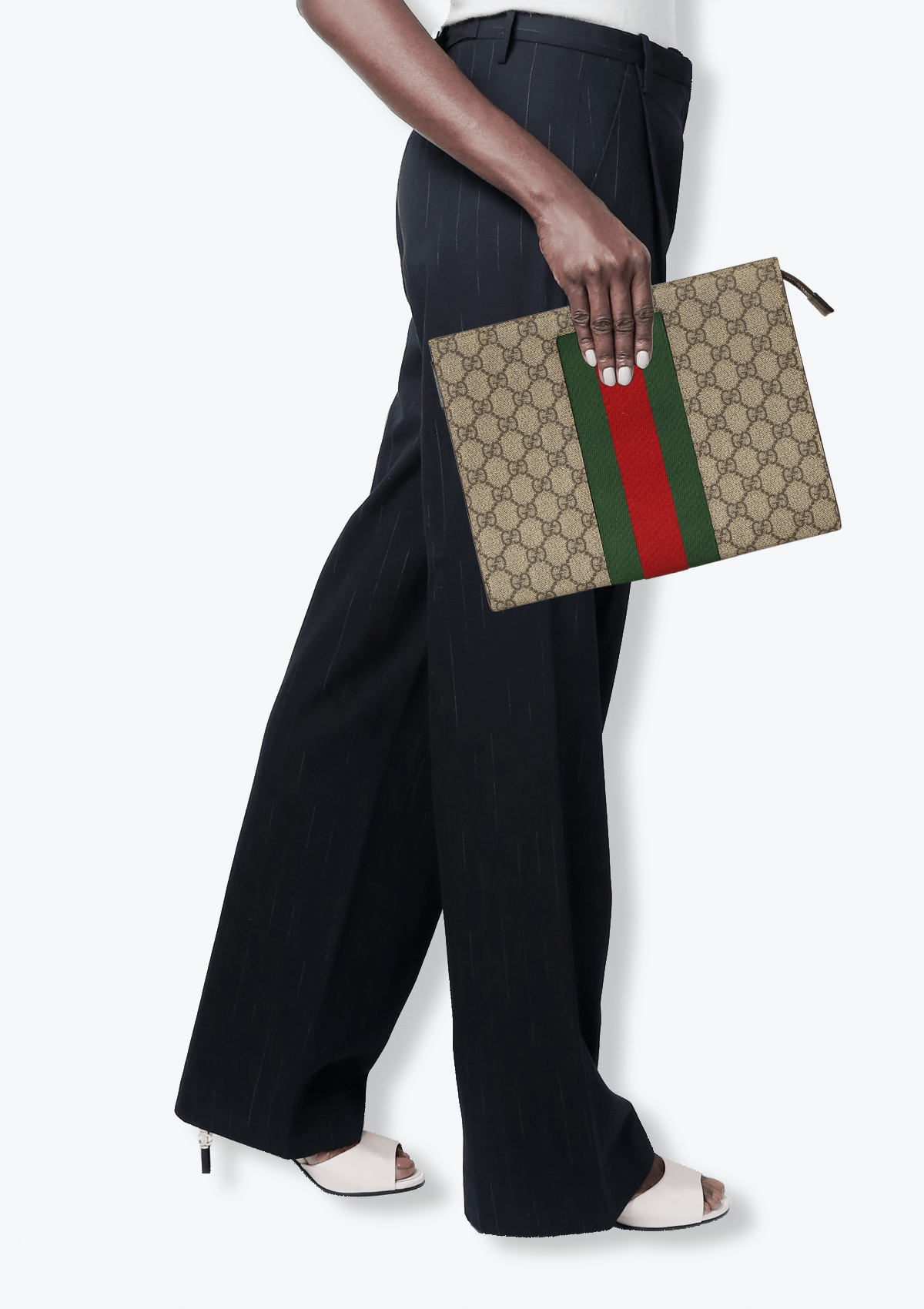 CASE GUCCI GG SUPREME WEB POUCH BEGE ORIGINAL Gringa