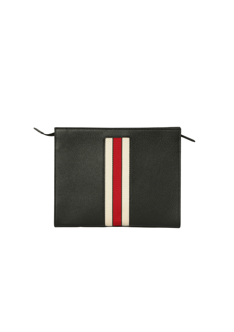 LOGO STRIPE POUCH LEATHER