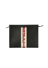 LOGO STRIPE POUCH LEATHER