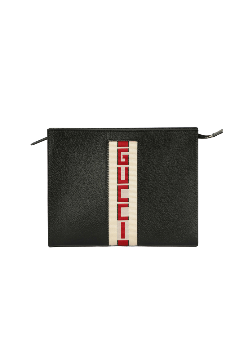 LOGO STRIPE POUCH LEATHER