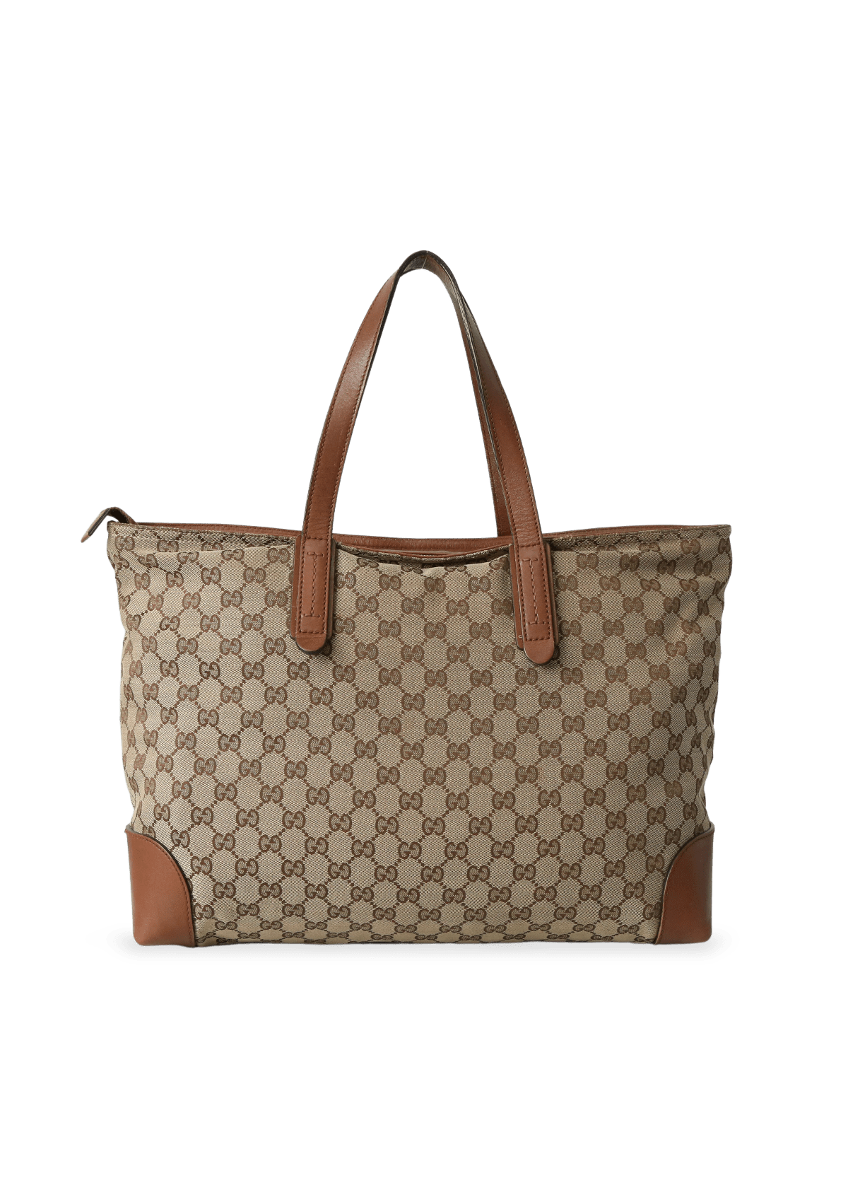 BOLSA GUCCI ORIGINAL GG CANVAS ZIP TOTE MARROM Gringa