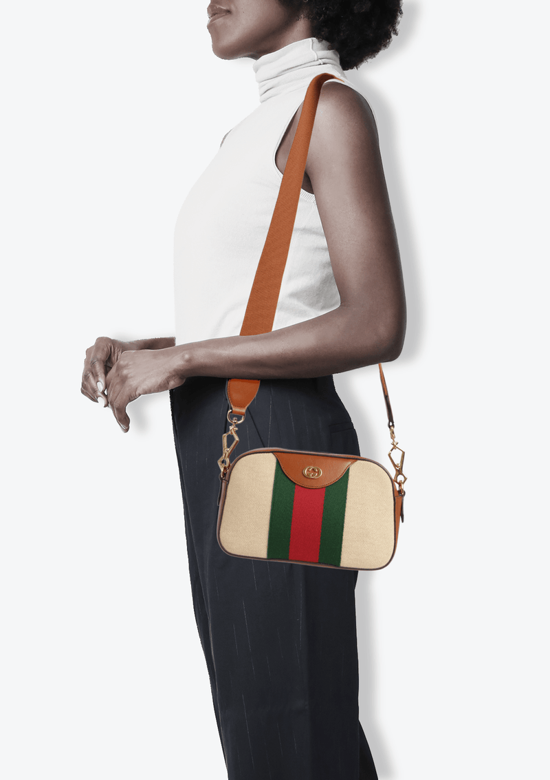 BOLSA GUCCI VINTAGE CANVAS WEB BAG CARAMELO ORIGINAL Gringa
