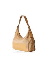 LEATHER TRIM HOBO BAG