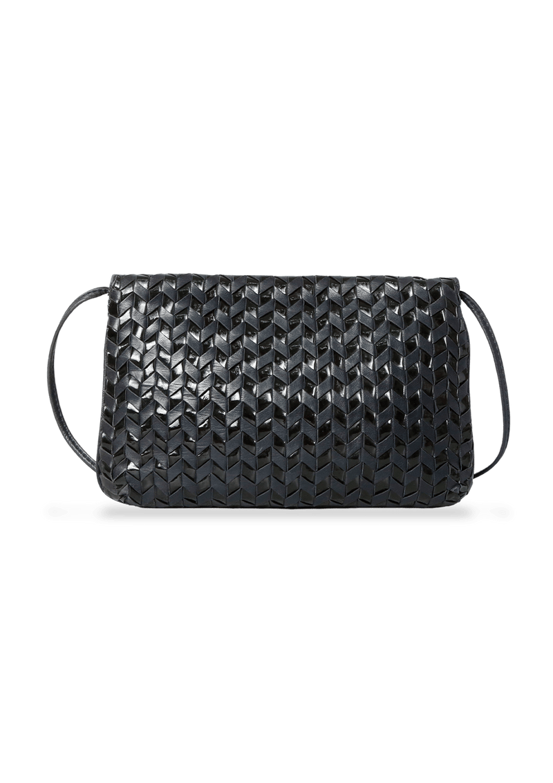 PATTENT INTRECCIATO FLAP BAG