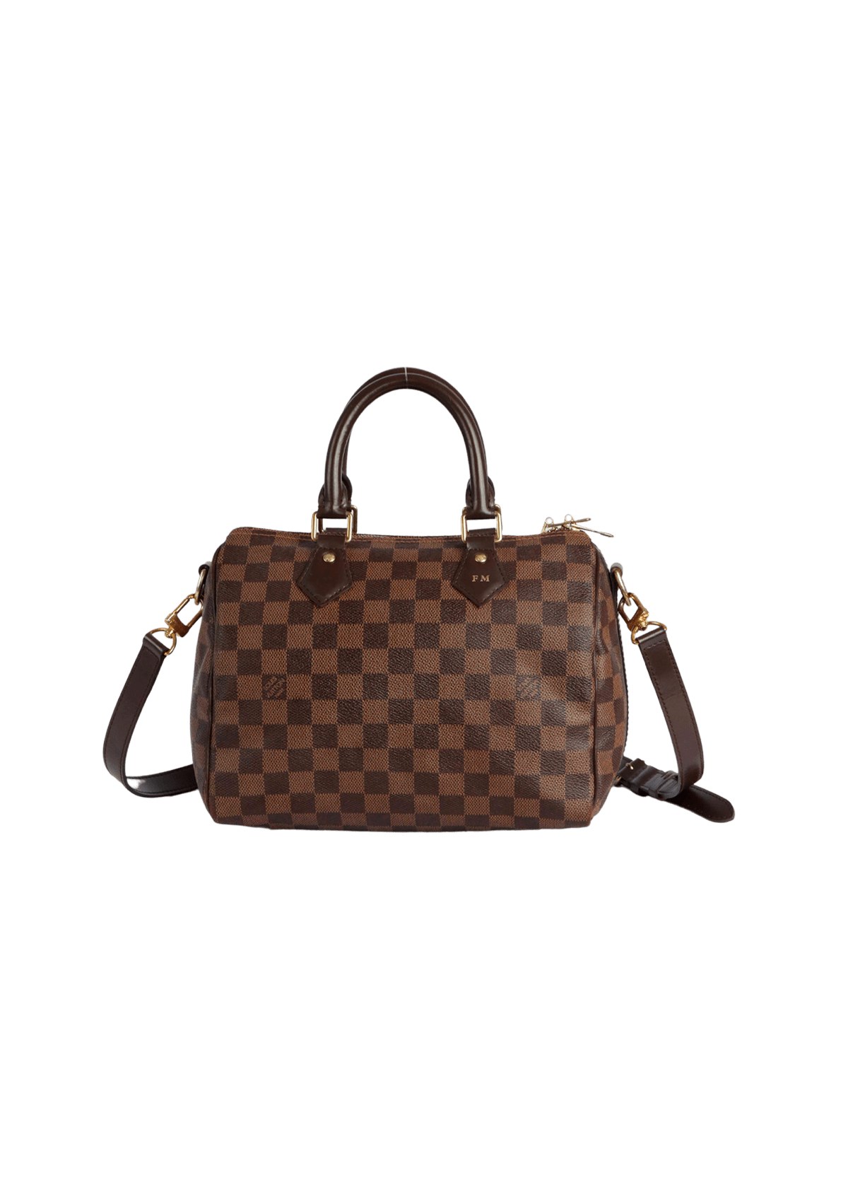 BOLSA LOUIS VUITTON DAMIER ÉBÈNE SPEEDY 25 BANDOULIÈRE MARROM