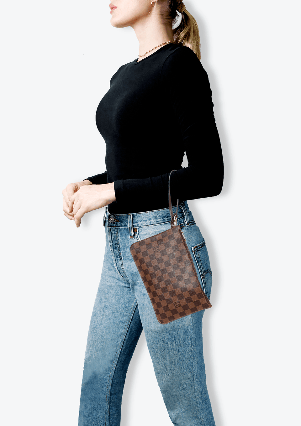 DAMIER ÉBÈNE WRISTLET POUCH