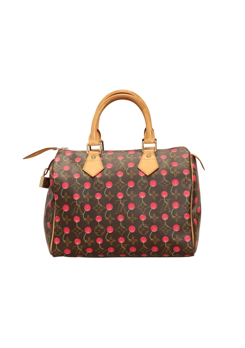 Louis Vuitton Speedy Handbag Limited Edition Monogram Cerises 25 Brown  1055111