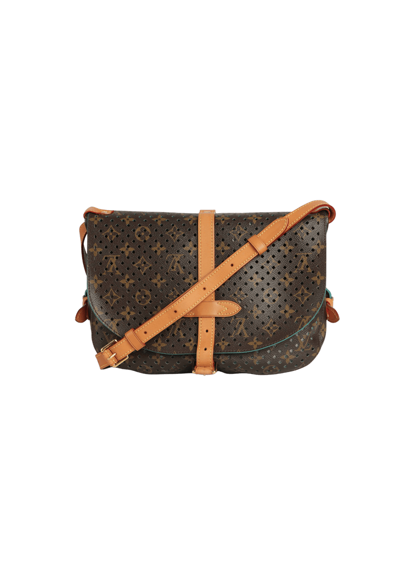 Louis Vuitton Flore Saumur Handbag Perforated Monogram Canvas - A