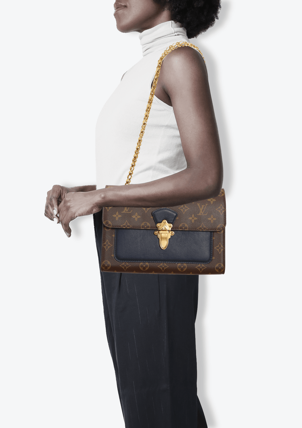 BOLSA LOUIS VUITTON MONOGRAM VICTOIRE CHAIN BAG MARROM ORIGINAL