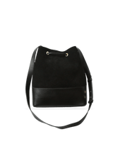 LEATHER BUCKET BAG W/ POUCO