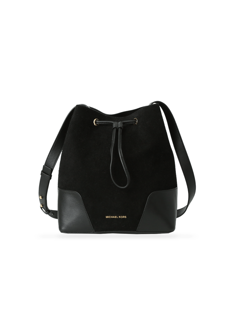 LEATHER BUCKET BAG W/ POUCO